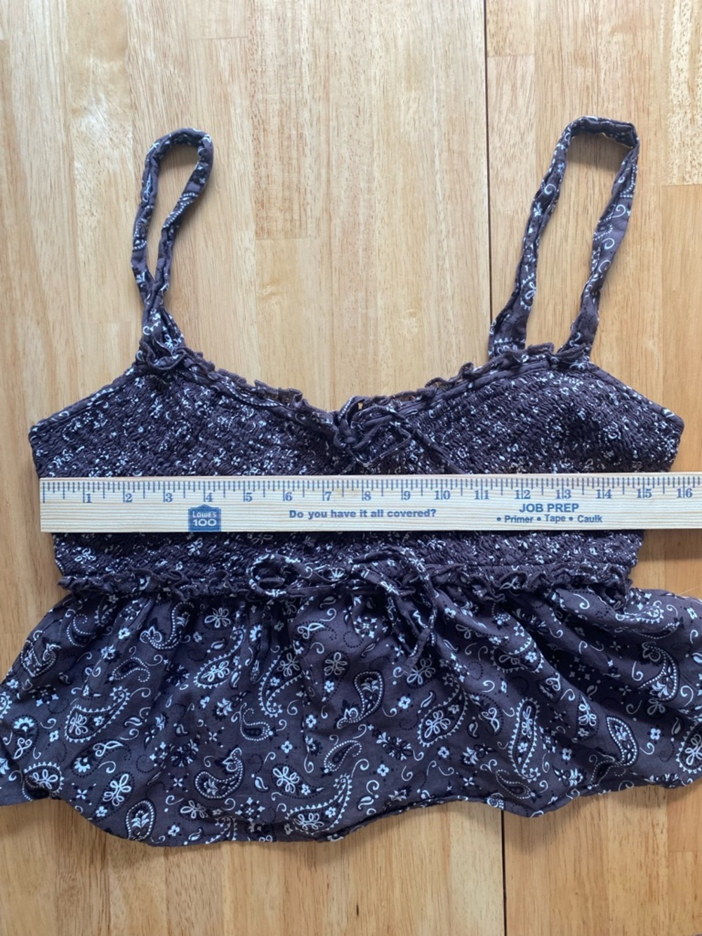 American Eagle Brown Paisley Cropped Babydoll Cami Tank Cowgirl 🤠 Size M - Picture 3 of 7
